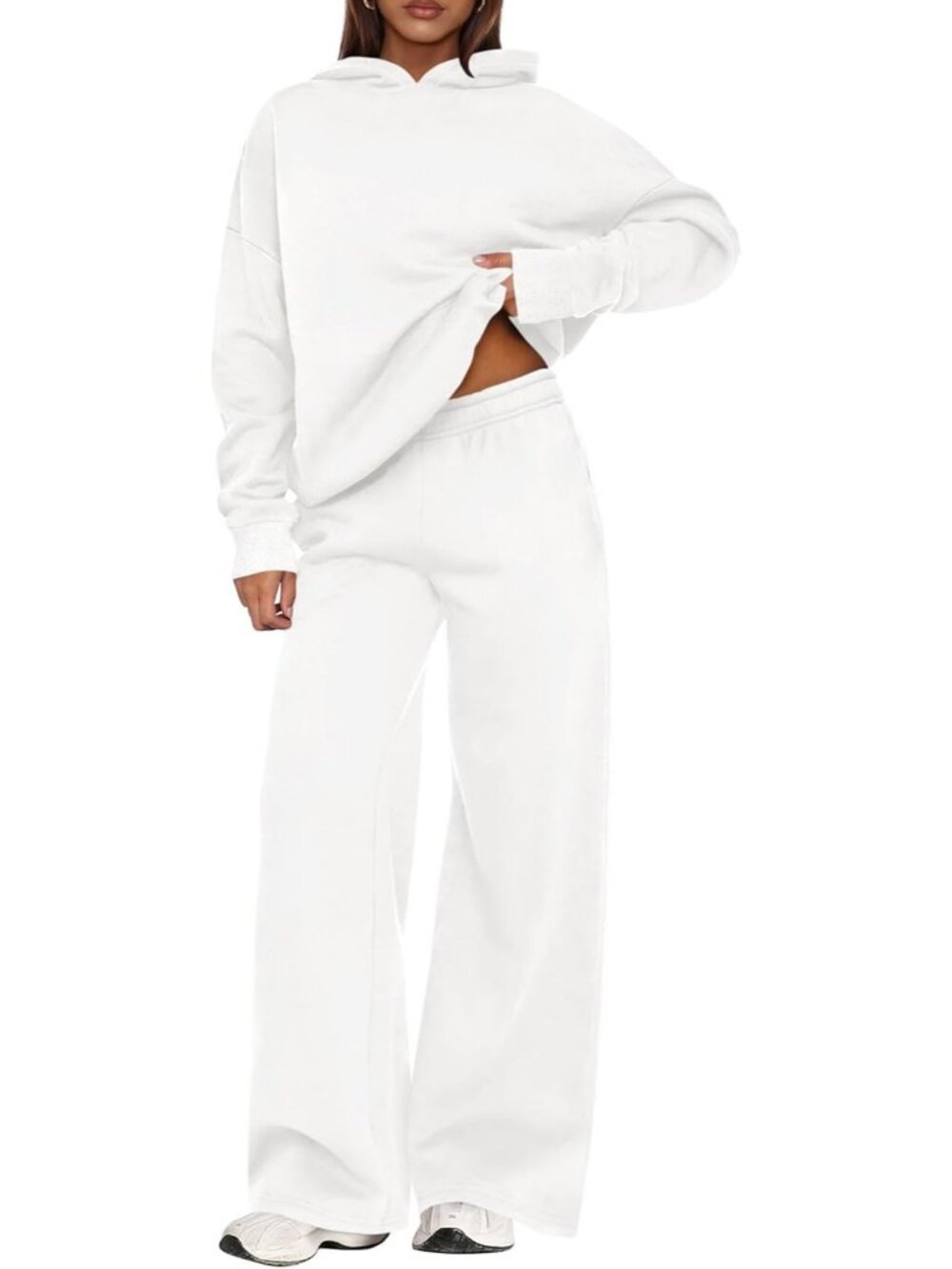Women's Sweatsuits 2 Piece Sets White Casual Long Sleeve Sweatpants Fall
